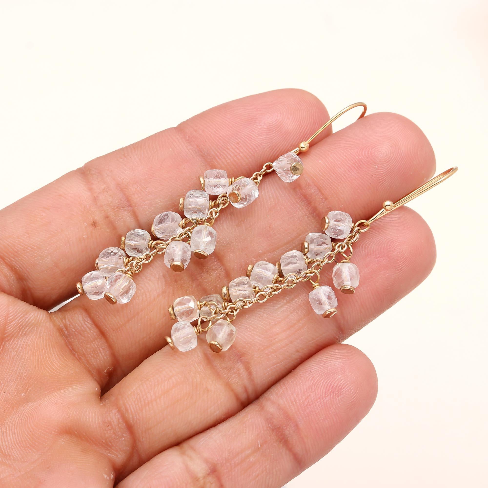 925 Sterling Silver Crystal Beaded Dangle Earrings