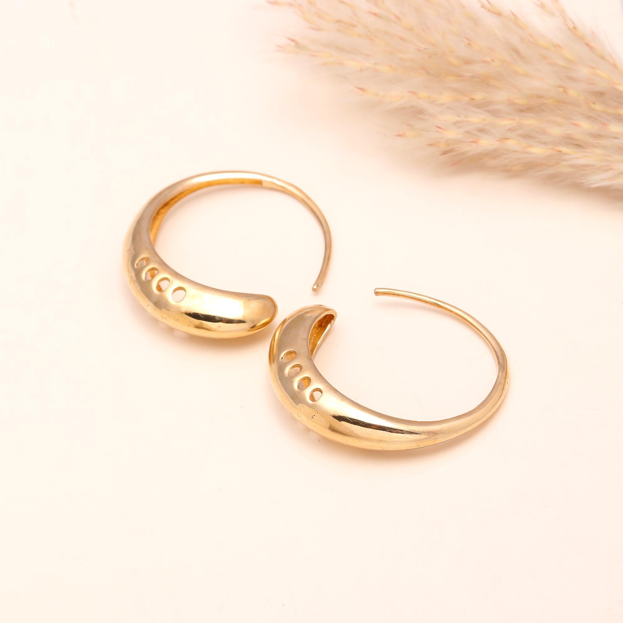 925 Sterling Silver Crescent Hoop Earrings