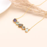 925 Sterling Silver Raw Gemstone Bar Chain Necklace