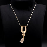 925 Sterling Silver Modern U Pendant Necklace