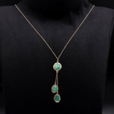 925 Sterling Silver Green Onyx Drop Pendant Necklace