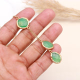 925 Sterling Silver Green Onyx Drop Pendant Necklace