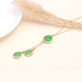 925 Sterling Silver Green Onyx Drop Pendant Necklace