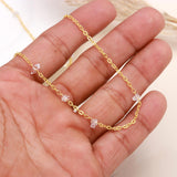 925 Sterling Silver Clear Quartz Chips Chain Necklace