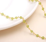 925 Sterling Silver Green Beaded Chain Necklace