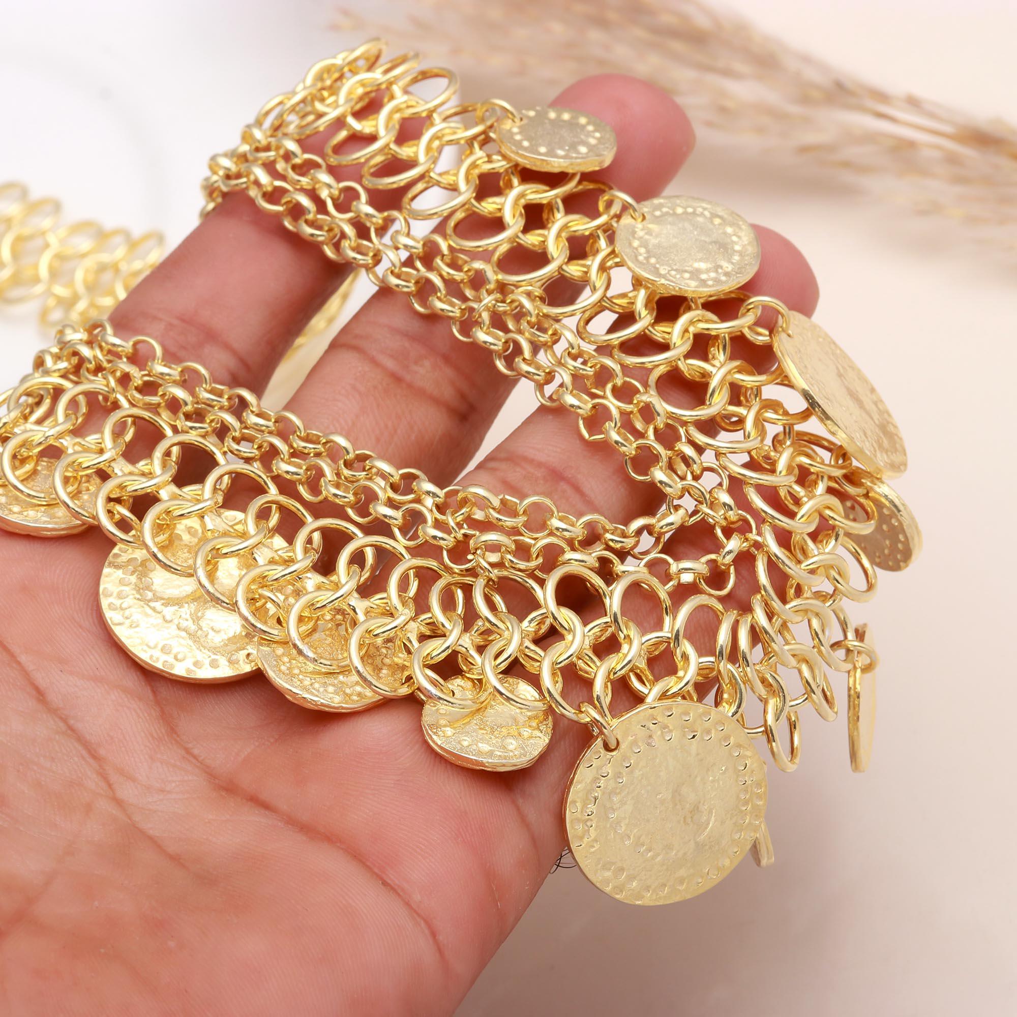 925 Sterling Silver Hammered Coin Layered Statement Necklace