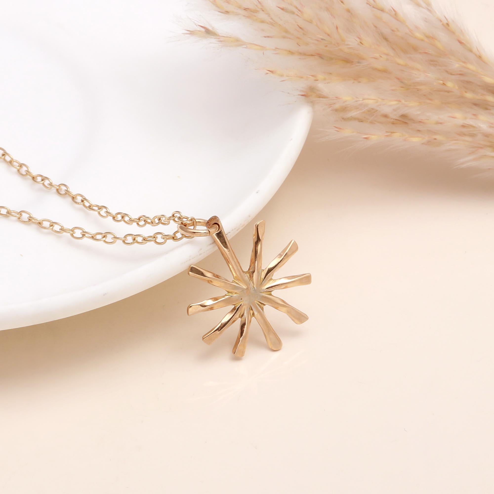 Hammered Sunburst Pendant Necklace