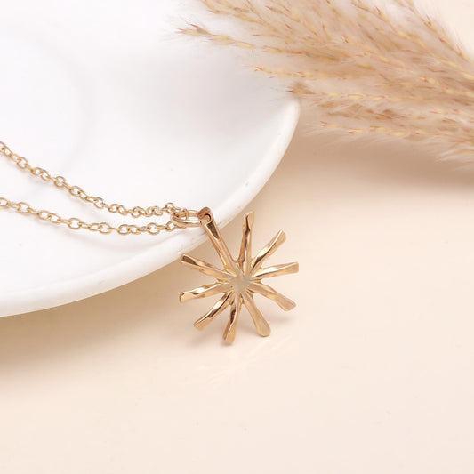 Hammered Sunburst Pendant Necklace