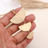 Modern Triple Crescent Pendant Necklace