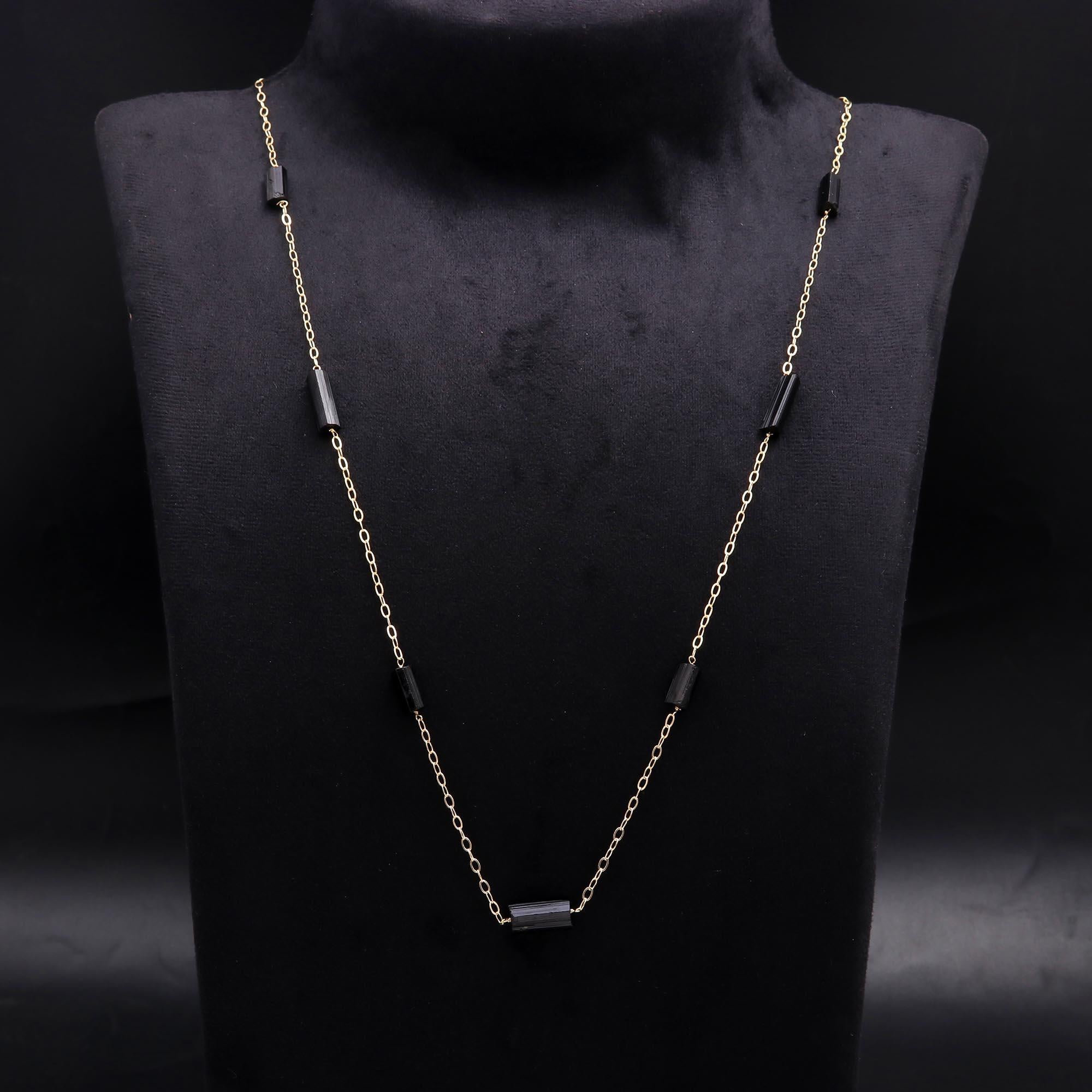 Black Tourmaline Bar Chain Necklace
