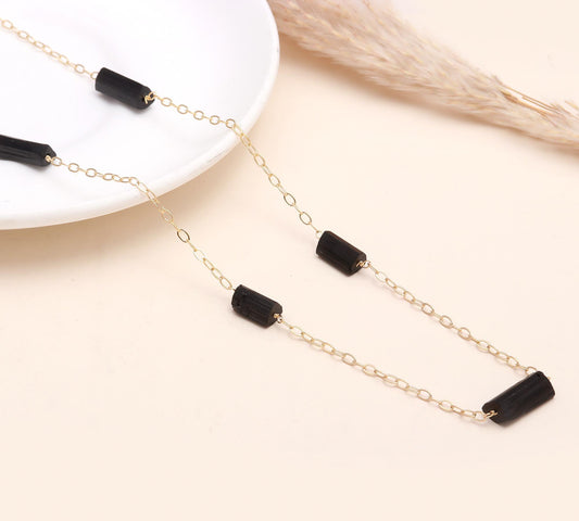 Black Tourmaline Bar Chain Necklace