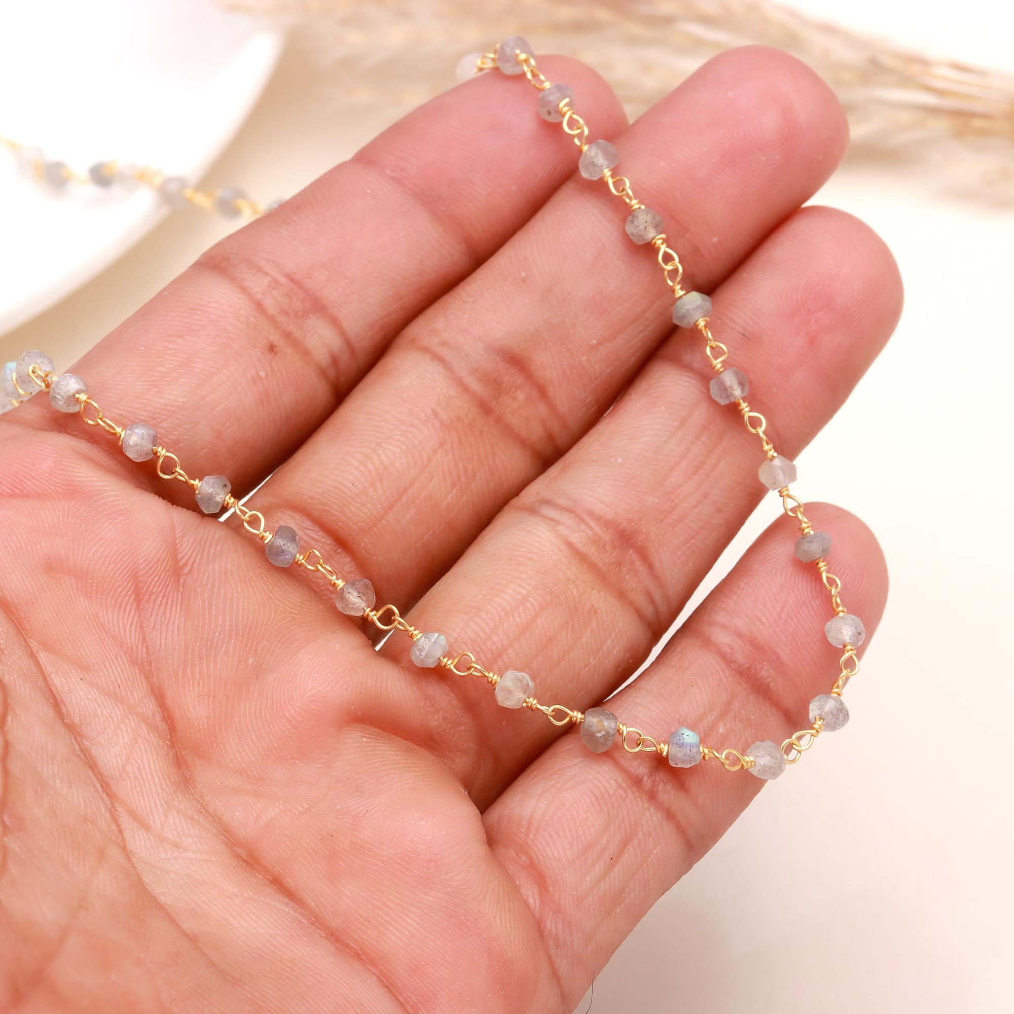 925 Silver Labradorite Beaded Necklace