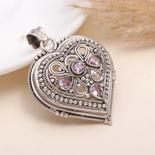 925 Sterling Silver Victorian-Style Heart Pendant
