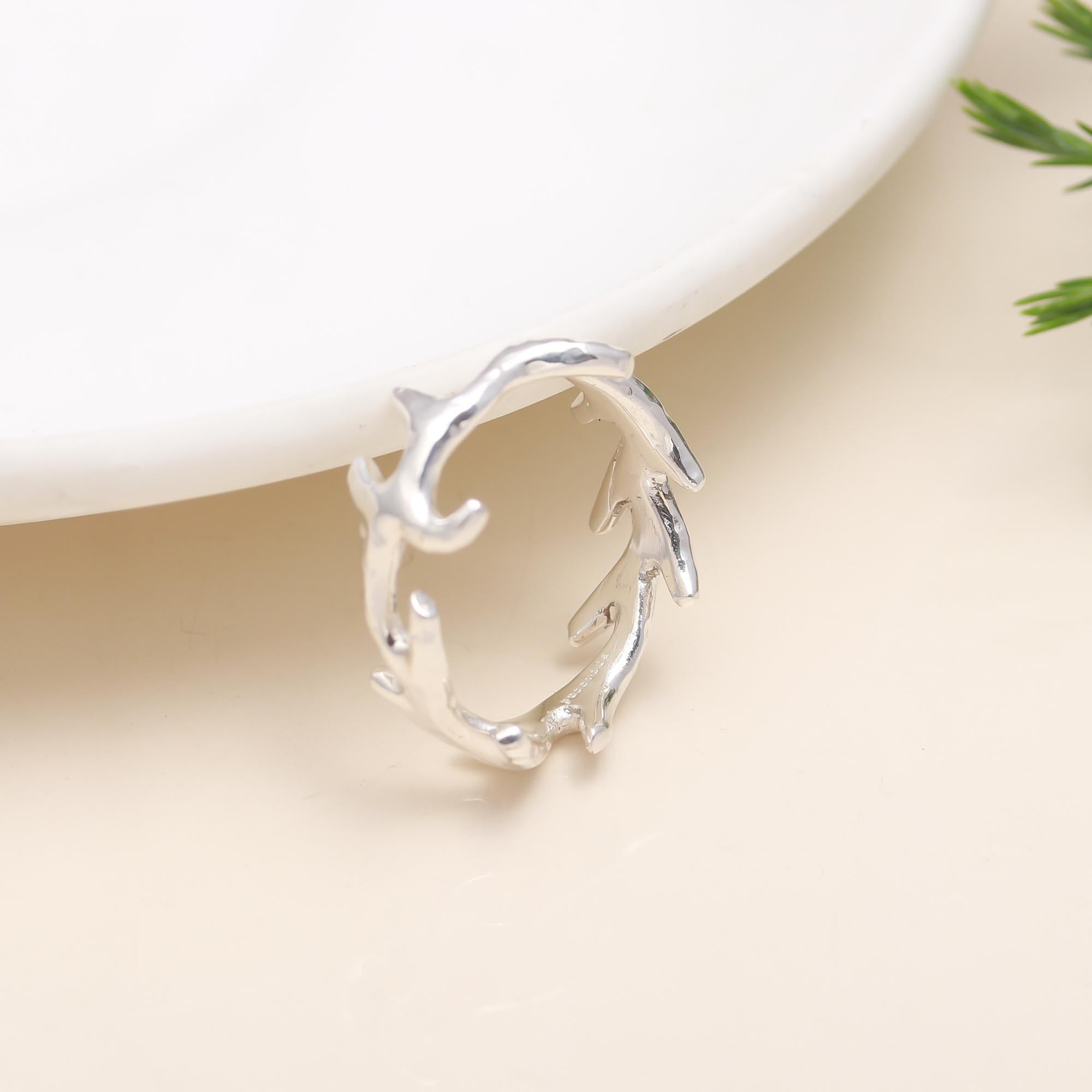 925 Silver Coral Branch Band Ring