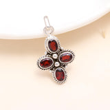 925 Sterling Silver Garnet Cross Pendant