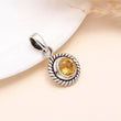 925 Sterling Silver Vintage Citrine & Twisted Rope Pendant