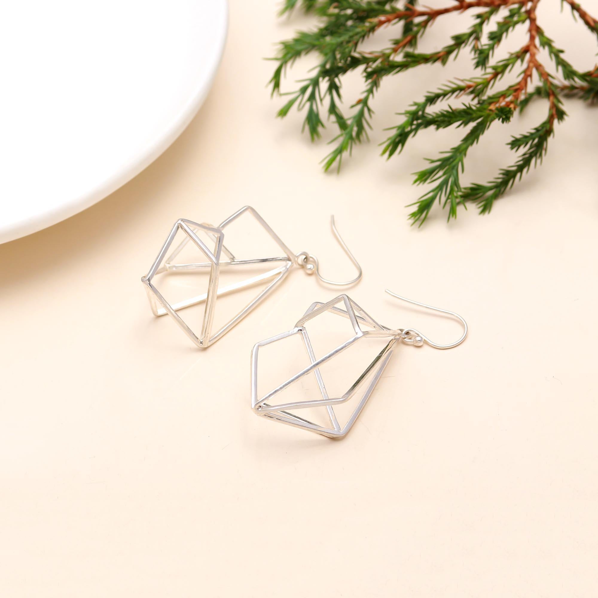 925 Sterling Silver Geometrical Dangle Earring
