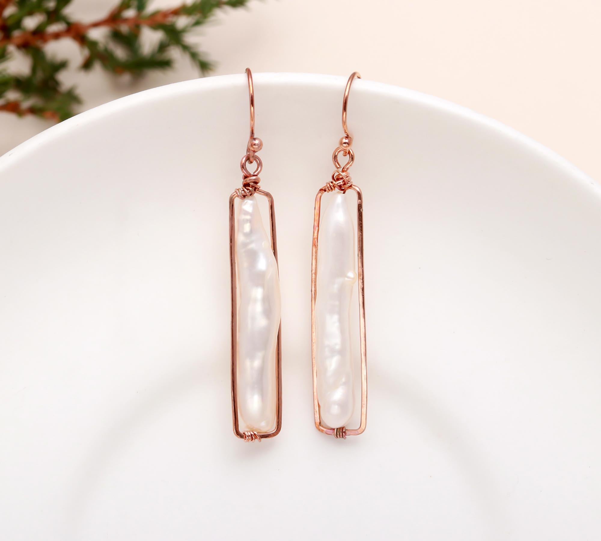 Handmade 925 Sterling Silver Peapod Freshwater Pearl Earrings