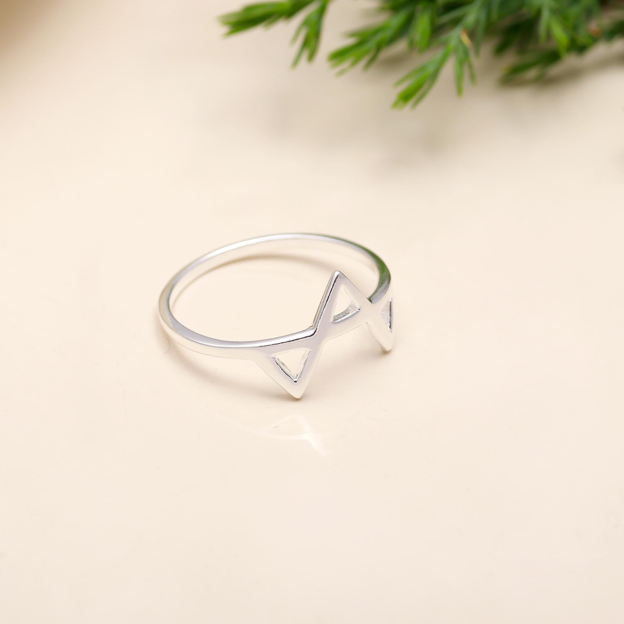 925 Silver Geometric Triangle Ring