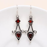 925 Sterling Silver Garnet Handmade Dangle Earrings