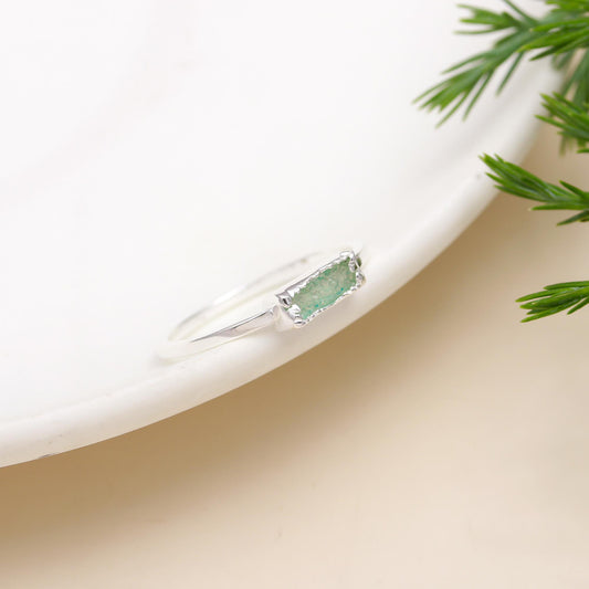 925 Sterling Silver Natural Blue Drusy Bar Ring