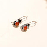 925 Sterling Silver Carnelian Vintage Boho Dangle Earrings