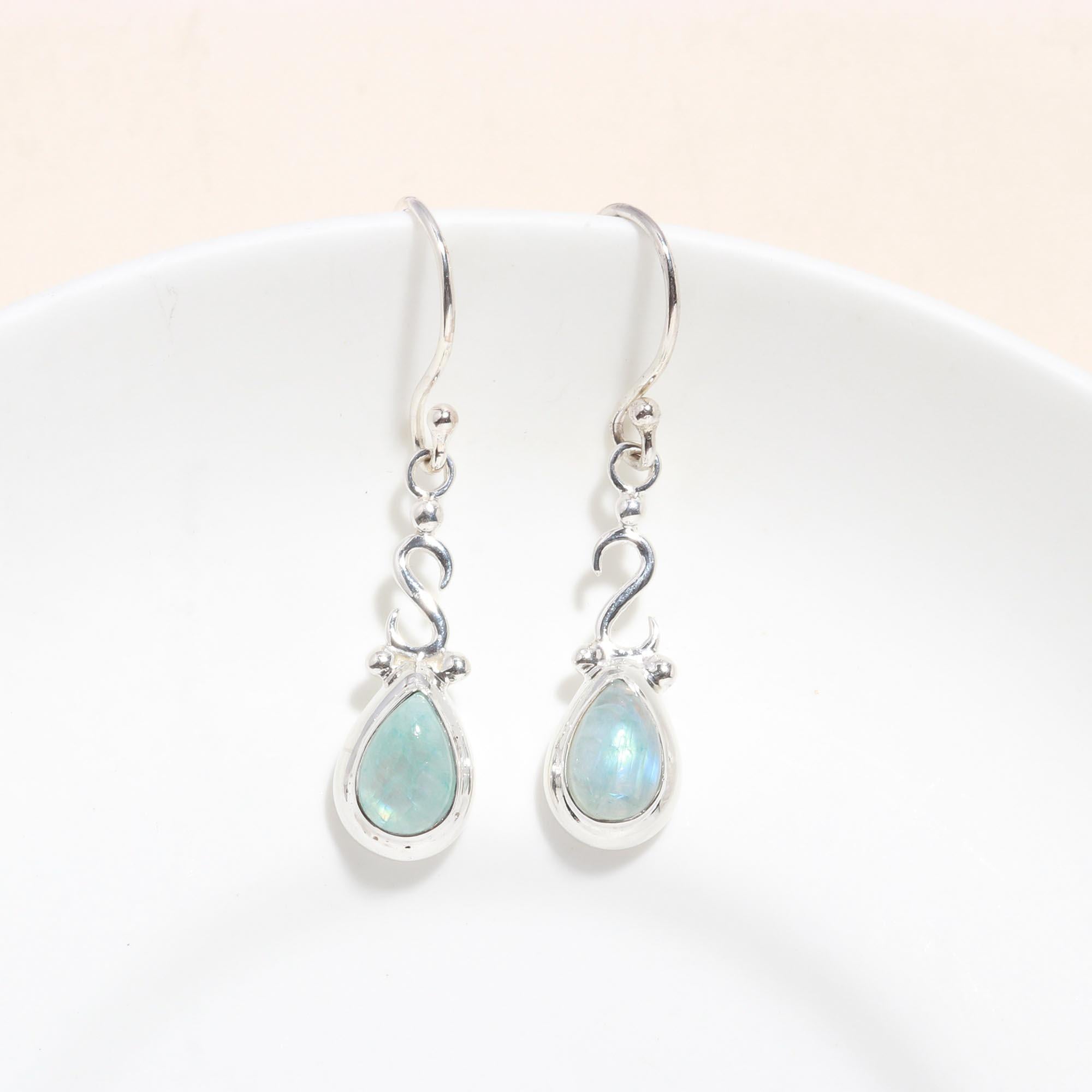 925 Sterling Silver Moonstone Dangle Earrings