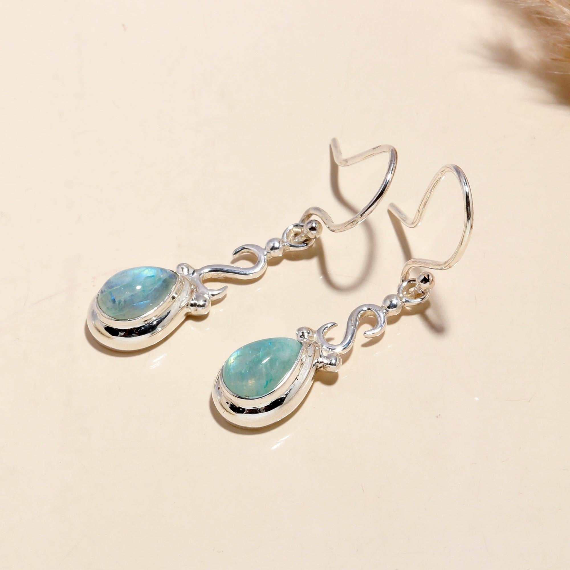 925 Sterling Silver Moonstone Dangle Earrings