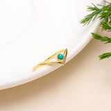 925 Silver Turquoise  V-Shaped Ring