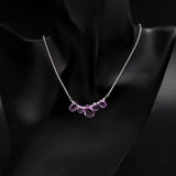 925 Sterling Silver Teardrop Amethyst Cluster Pendant Necklace