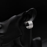 925 Sterling Silver Modern Wide Grid Multi-Rowed Studs Earrings