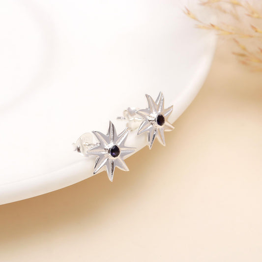 925 Sterling Silver Starburst Stud Earrings