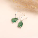 925 Sterling Silver Natural Emerald Dangle Earrings
