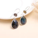 925 Sterling Silver Labradorite Teardrop Dangle Earrings