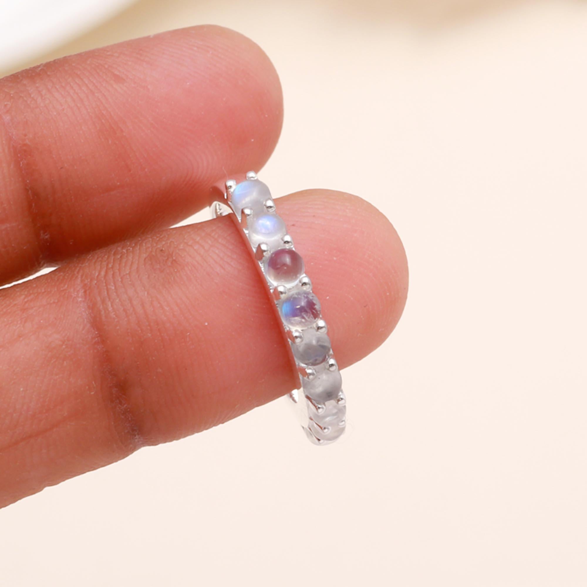 925 Sterling Silver Moonstone Eternity Band Ring