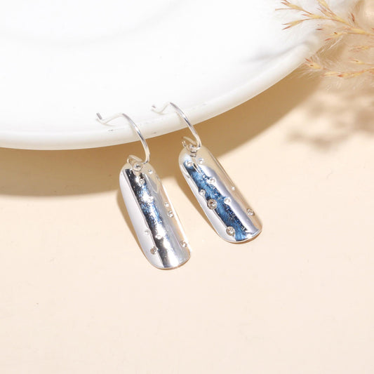 925 Sterling Silver Textured Bar Dangle Earrings