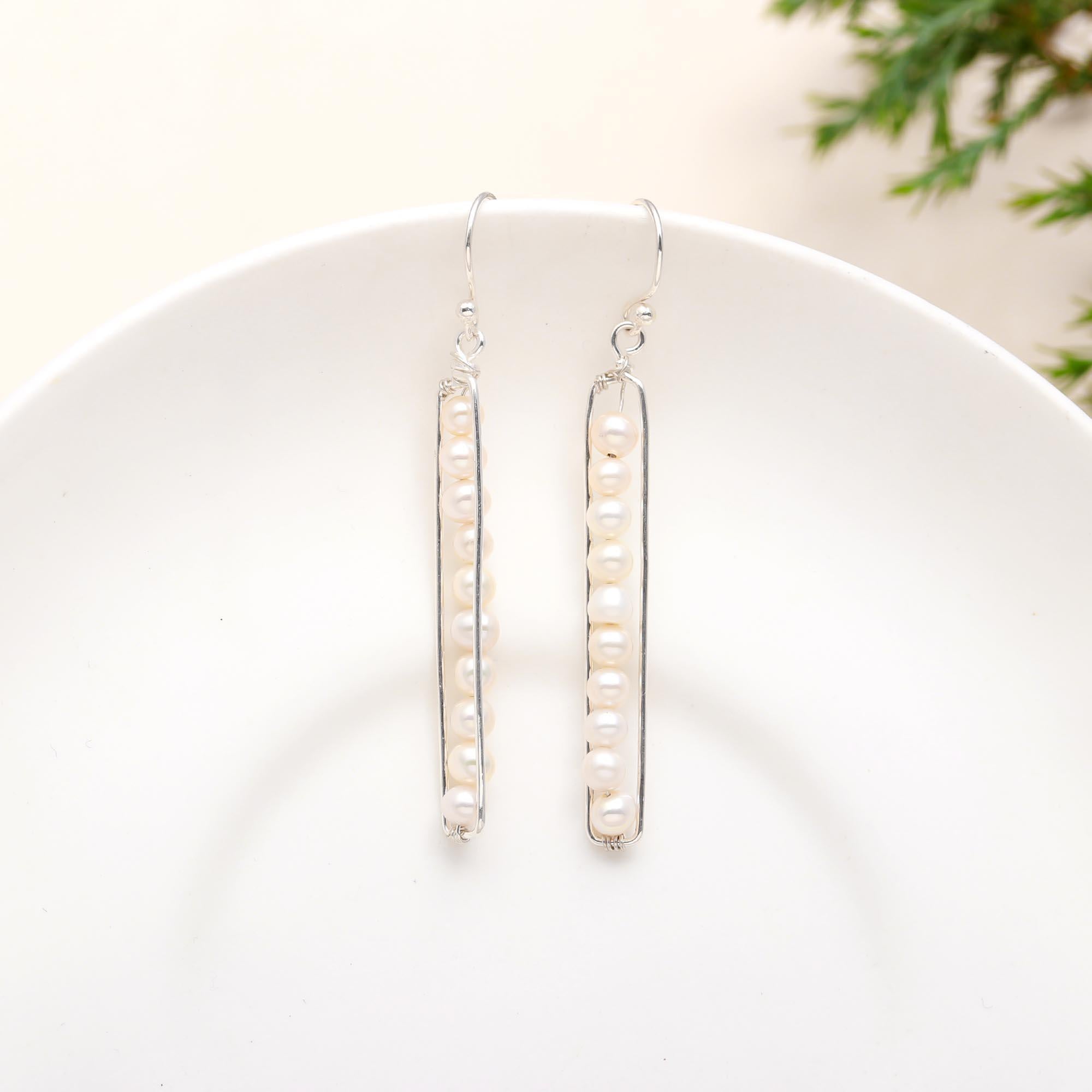 925 Sterling Silver Peapod Cultured Fresh Water Pearl Earrings