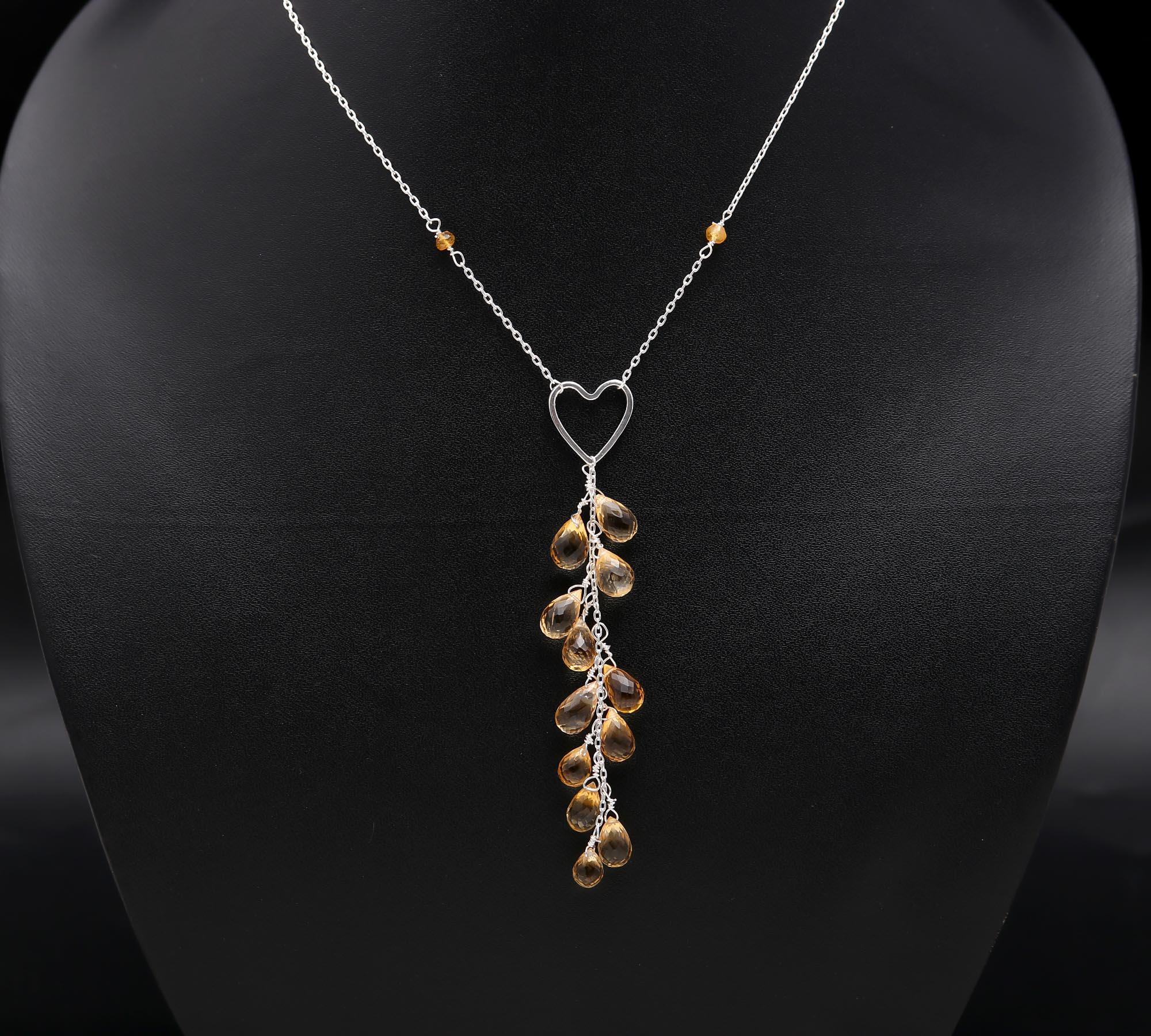 925 Sterling Silver Citrine Designer Necklace Anchor Chain