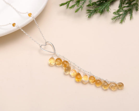 925 Silver Citrine Heart Necklace