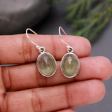 925 Silver Oval Rutilated Quartz Dangle Earrings