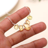 925 Sterling Silver Citrine Designer Necklace Paperclip Chain