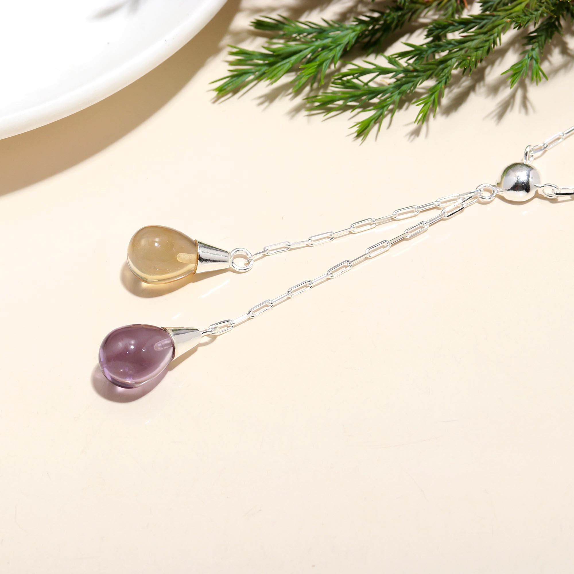925 Silver Amethyst and Citrine Necklace