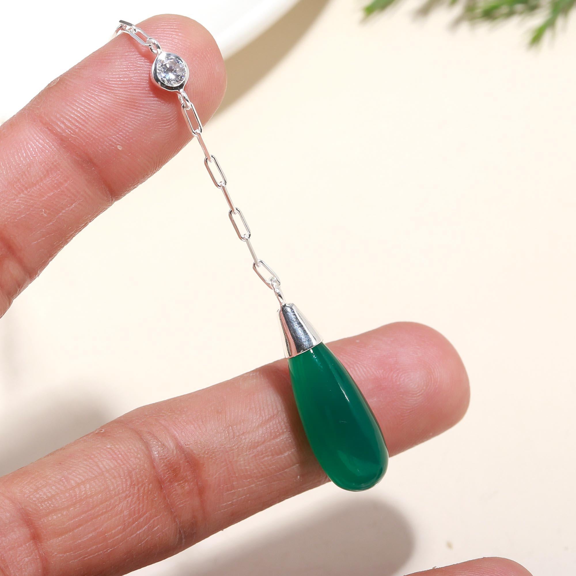 925 Silver Green Onyx Necklace