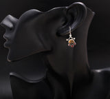 925 Silver Citrine and Garnet Dangle Earrings