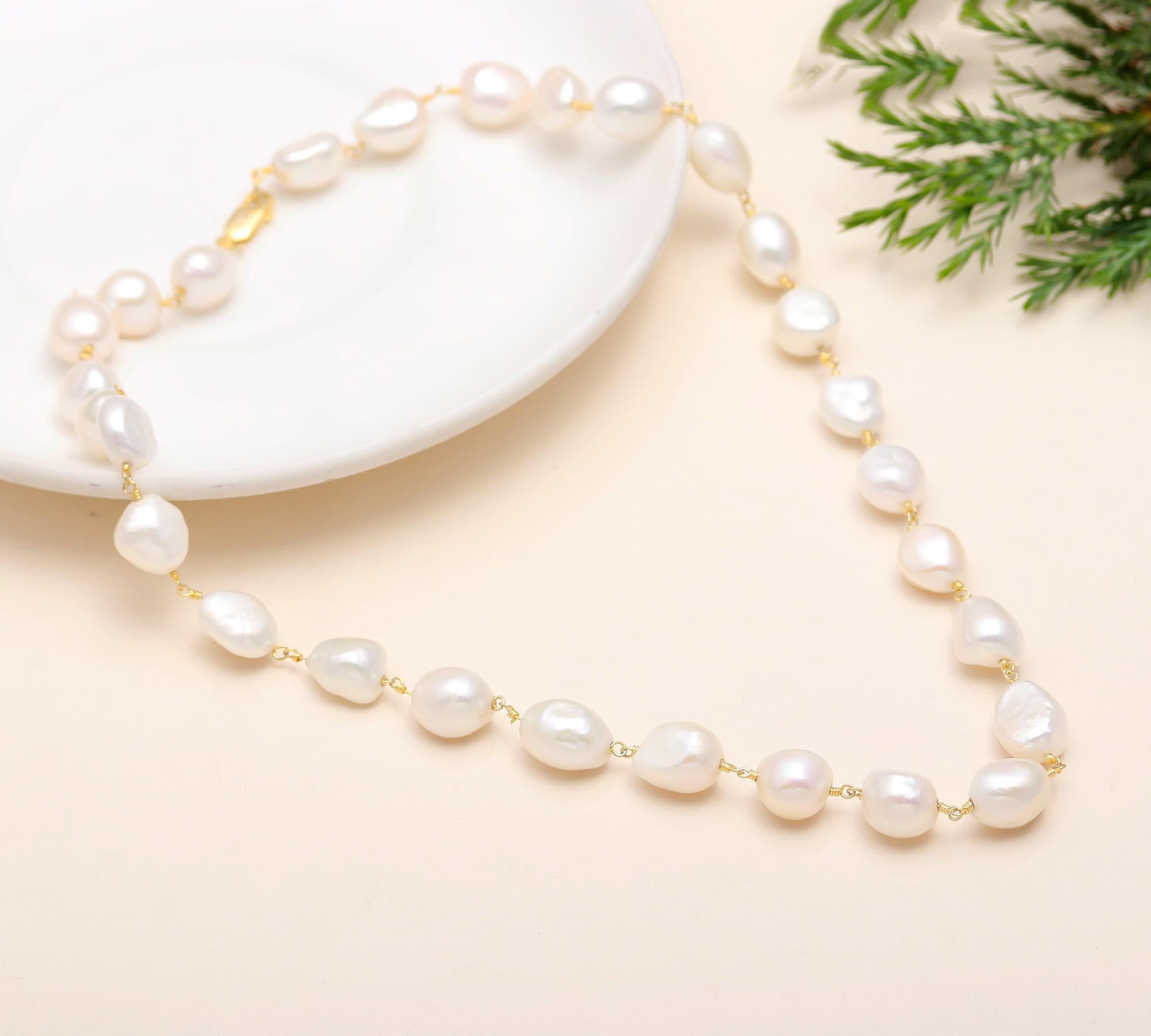 925 Silver Baroque Pearl Beaded Necklace