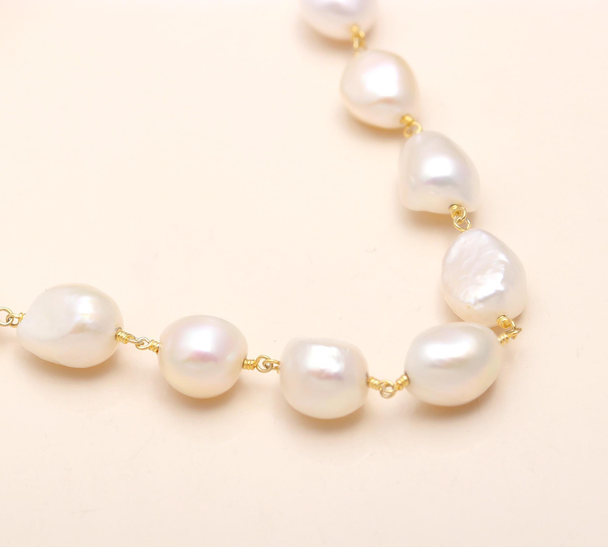 925 Silver Baroque Pearl Beaded Necklace