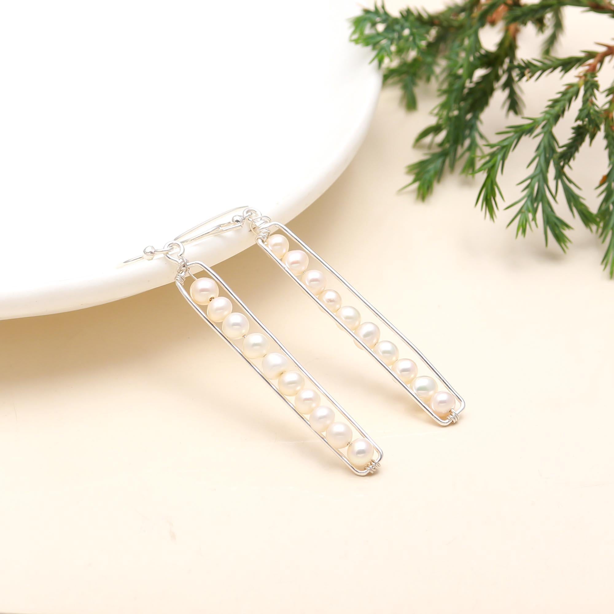 925 Sterling Silver Peapod Cultured Fresh Water Pearl Earrings