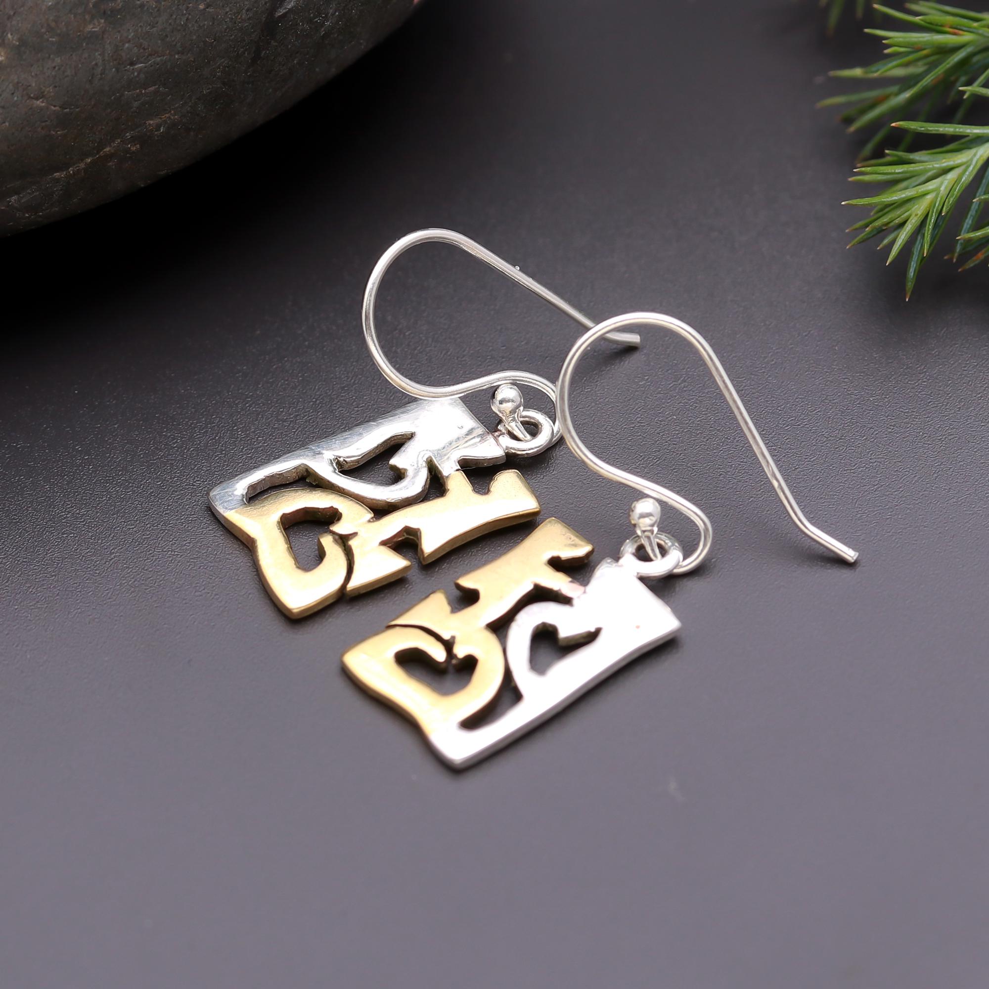 925 Silver Abstract Love Dangle Earrings