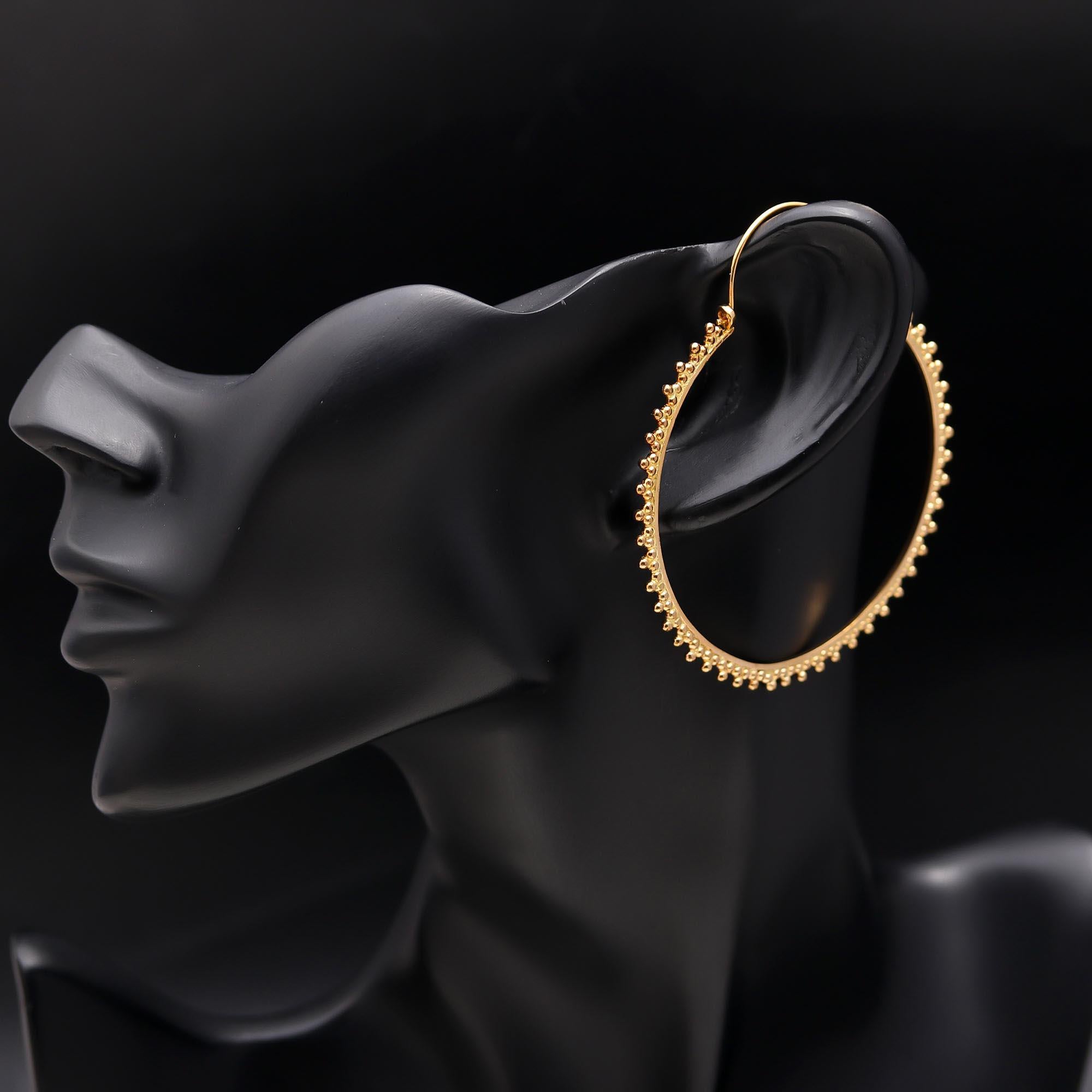 925 Silver Beaded Hoop Earrings