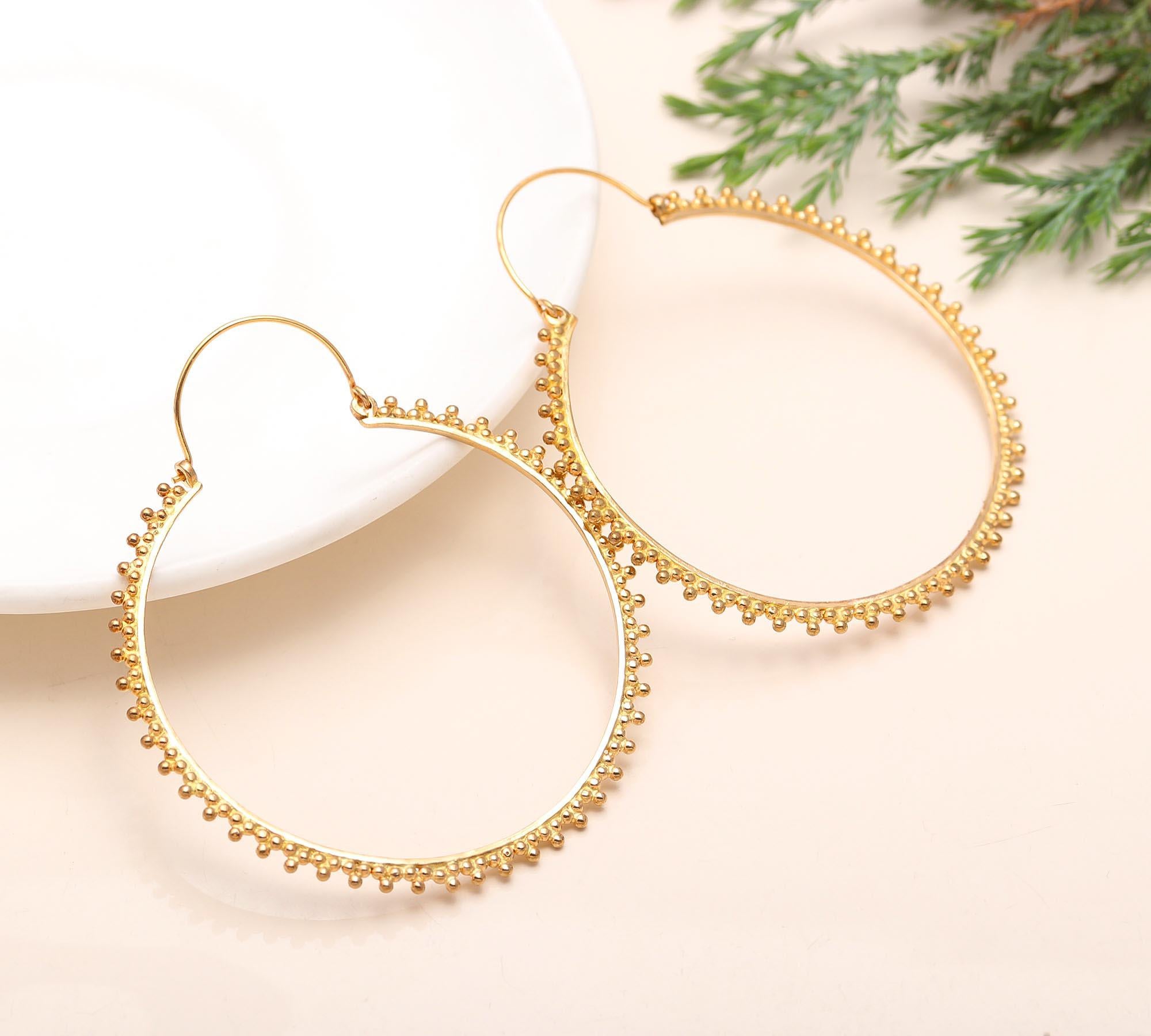 925 Silver Beaded Hoop Earrings